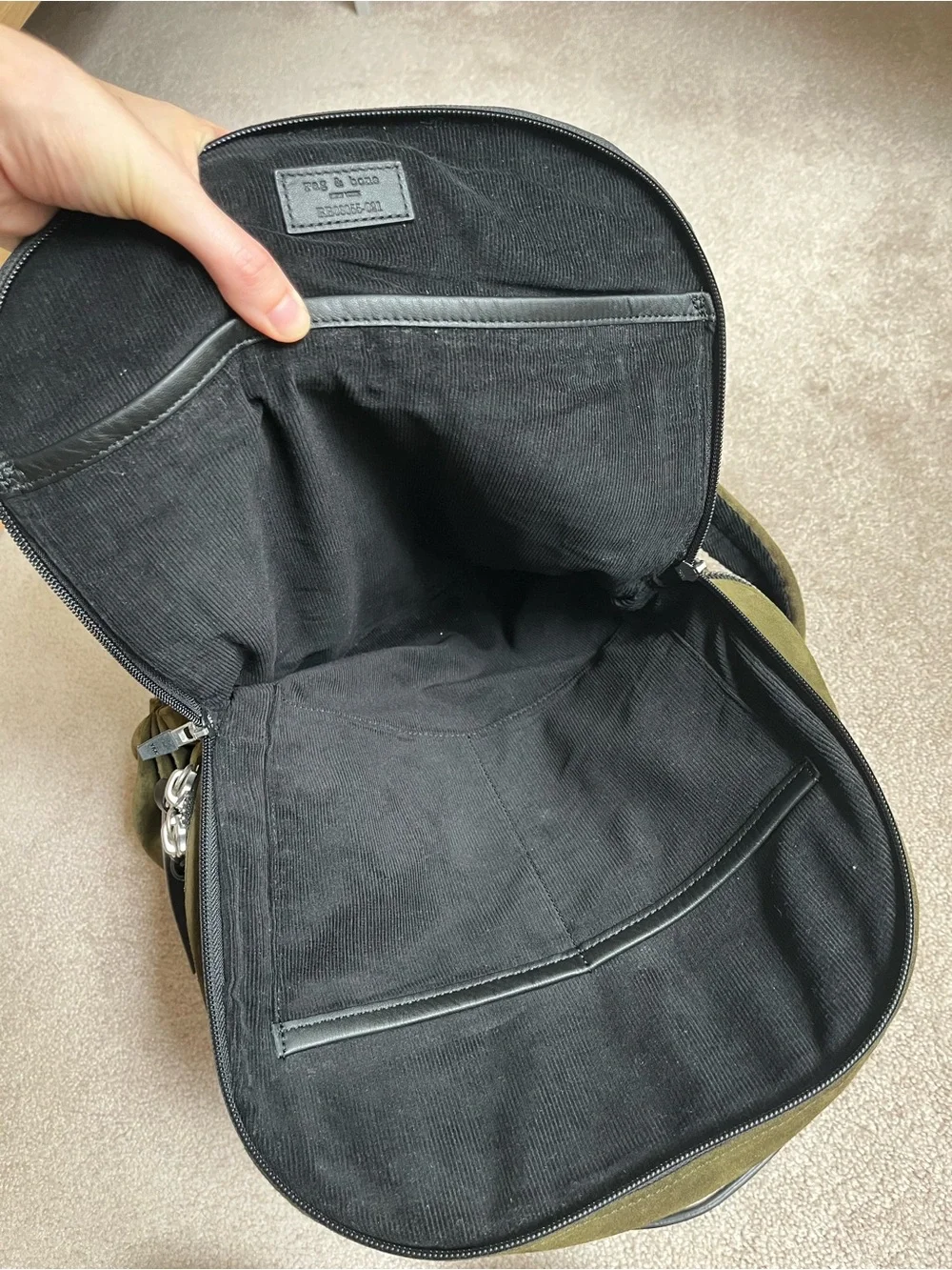 Rag & Bone Commuter Backpack Green Suede